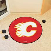 Calgary Flames Hockey Puck Rug - 27in. Diameter - Flaming C Primary Logo, 40218
