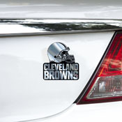 NFL - Cleveland Browns Molded Chrome Emblem 3.25 x 3.25 - "Helmet" Primary Logo & Wordmark, 60265