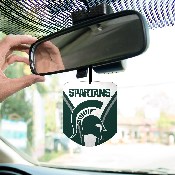 Michigan State University Air Freshener 2-pk 2.75 x 3.5 - "Spartan Helmet" Logo & Wordmark, 61621