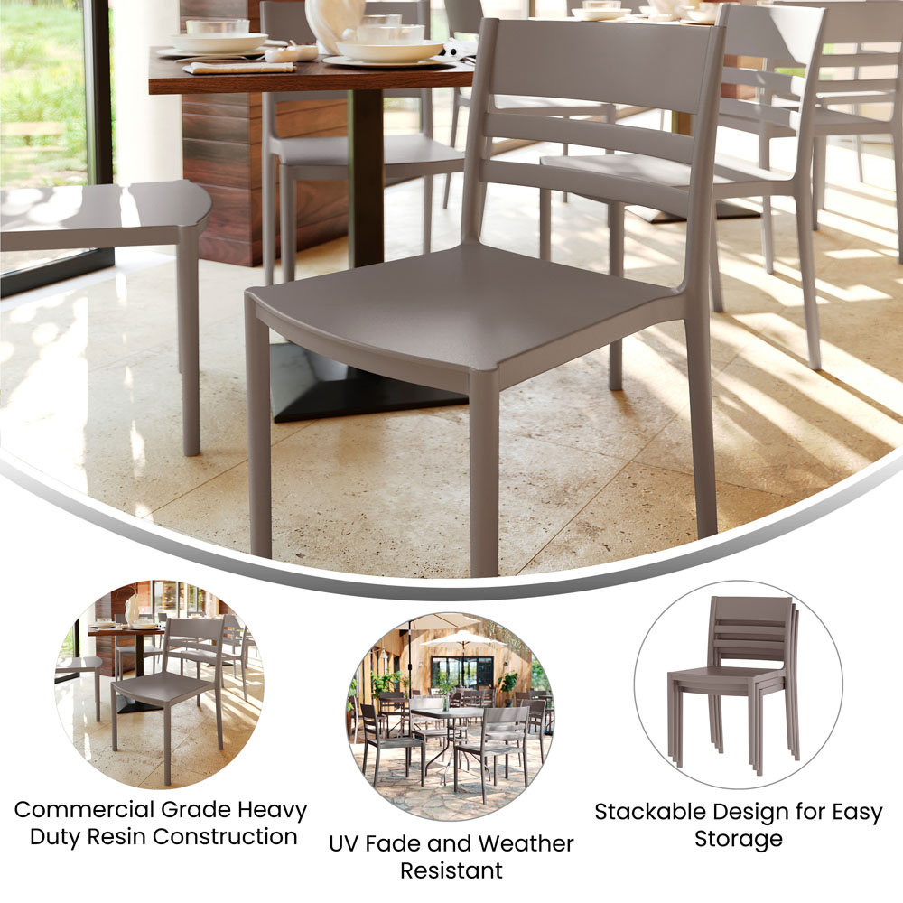 Bridgeport Indoor-Outdoor Stacking Patio Chair with Slatted Backrest ...