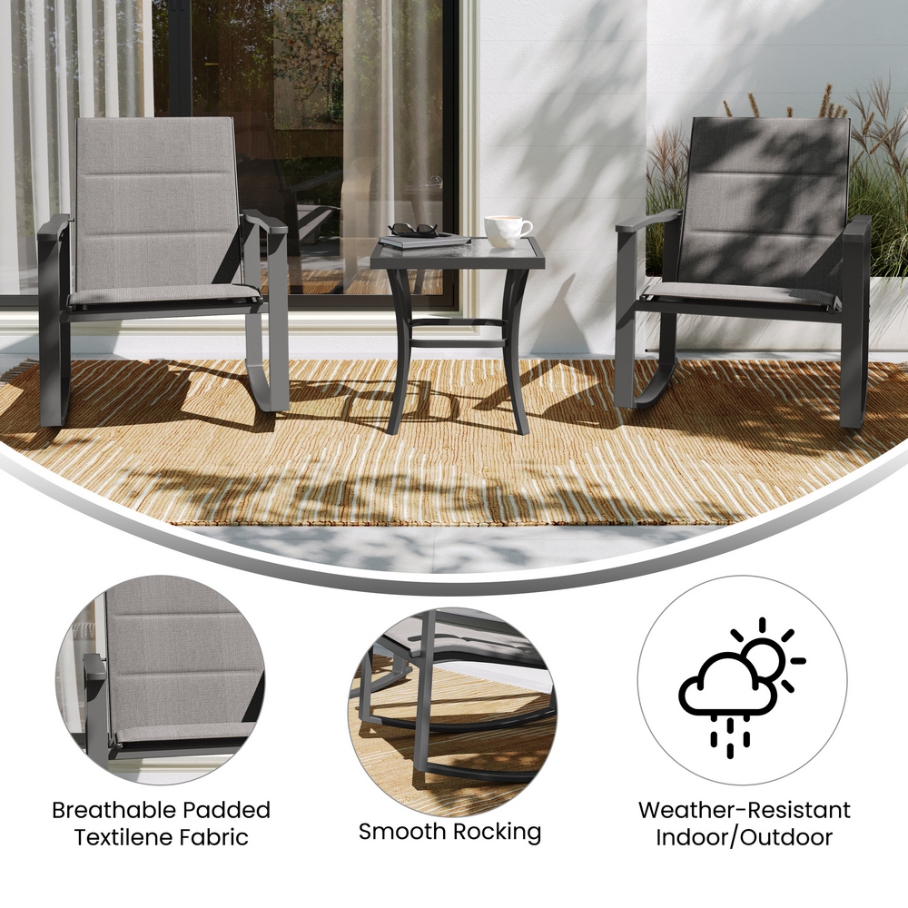 3 piece padded shop rocking chair set