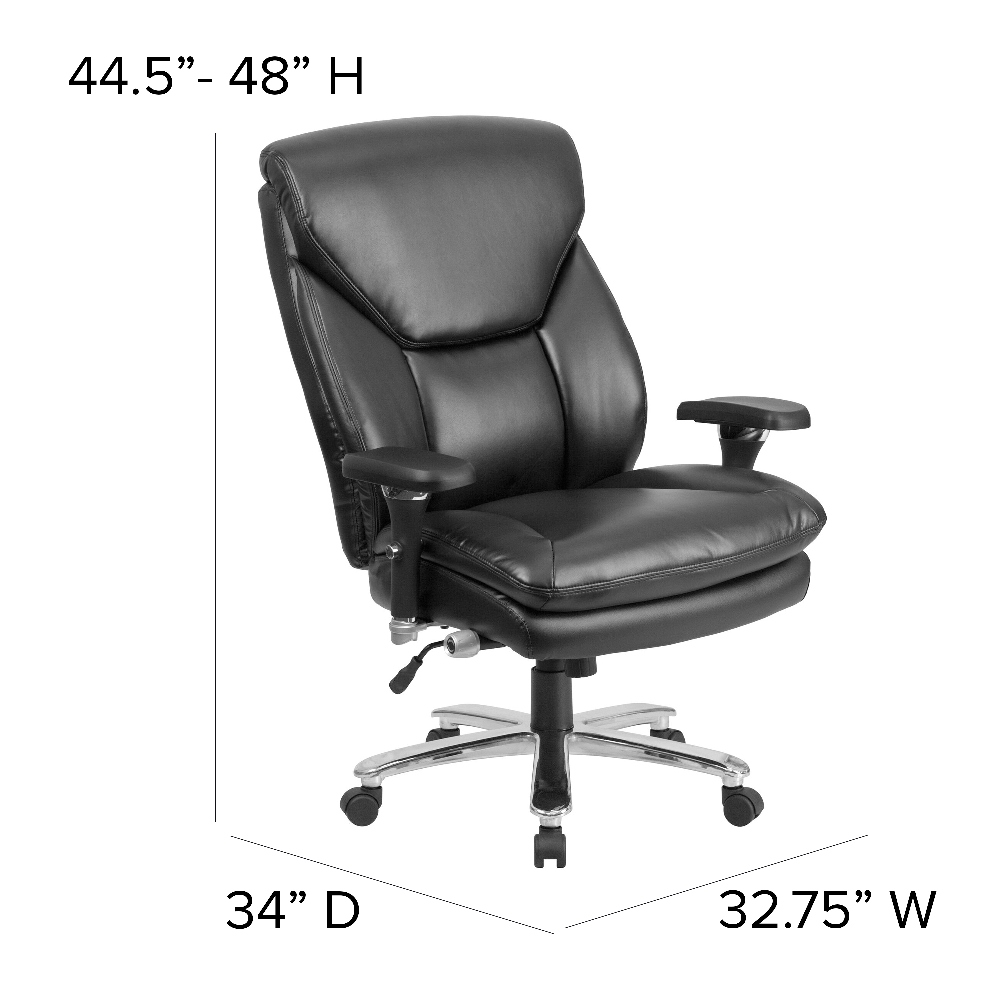 Big and Tall Office Chair 400lb- Adjustable Lumbar Support, Heavy Duty Metal Base, High Back Large Executive Office Chair - Black