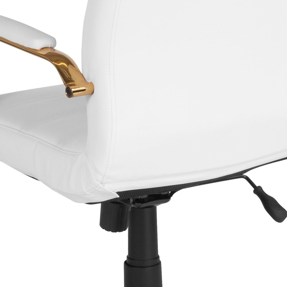 Flash furniture high back white leathersoft executive online swivel office chair with gold frame and arms