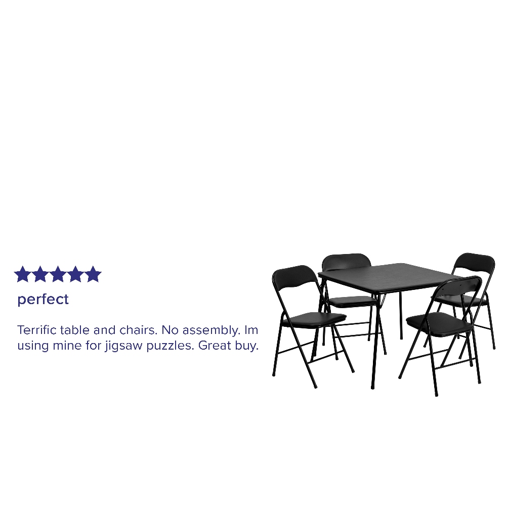 Flash furniture 5 piece black folding card table and chair shop set