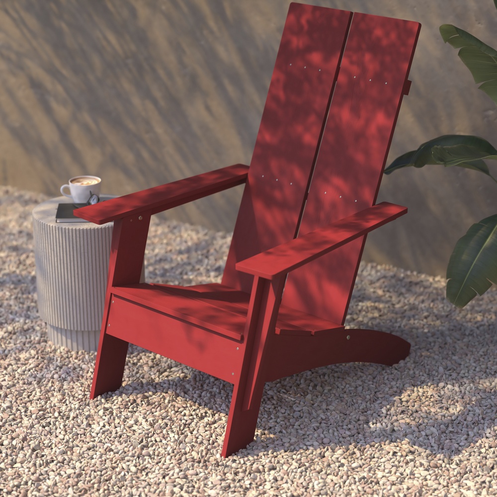 Sawyer Modern Commercial 2 Slat Back Adirondack Chair Red