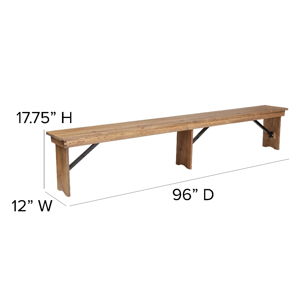 HERCULES Series 8' x 12'' Antique Rustic Solid Pine Folding Farm Bench ...