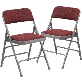 2 Pk. HERCULES Series Curved Triple Braced & Double Hinged Burgundy Patterned Fabric Metal Folding Chair, 2-AW-MC309AF-BG-GG 2 Pk. HERCULES Series Curved Triple Braced & Double Hinged Burgundy Patterned Fabric Metal Folding Chair, 2-AW-MC309AF-BG-GG