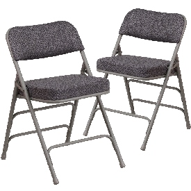 2 Pk. HERCULES Series Premium Curved Triple Braced & Double Hinged Gray Fabric Metal Folding Chair, 2-AW-MC320AF-GRY-GG, 2-AW-MC320AF-GRY-GG