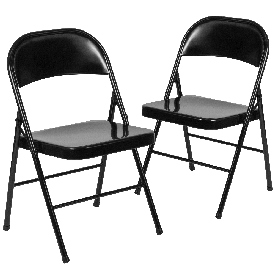 2 Pk. HERCULES Series Double Braced Black Metal Folding Chair, 2-BD-F002-BK-GG 2 Pk. HERCULES Series Double Braced Black Metal Folding Chair, 2-BD-F002-BK-GG