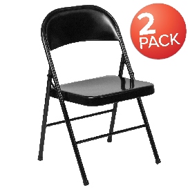 2 Pk. HERCULES Series Double Braced Black Metal Folding Chair, 2-BD-F002-BK-GG 2 Pk. HERCULES Series Double Braced Black Metal Folding Chair, 2-BD-F002-BK-GG