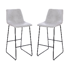30 inch LeatherSoft Bar Height Barstools in Light Gray, Set of 2, 2-ET-ER18345-30-LG-GG 30 inch LeatherSoft Bar Height Barstools in Light Gray, Set of 2, 2-ET-ER18345-30-LG-GG