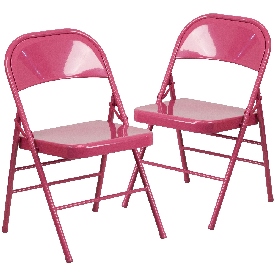 2 Pk. HERCULES COLORBURST Series Shockingly Fuchsia Triple Braced & Double Hinged Metal Folding Chair, 2-HF3-FUCHSIA-GG 2 Pk. HERCULES COLORBURST Series Shockingly Fuchsia Triple Braced & Double Hinged Metal Folding Chair, 2-HF3-FUCHSIA-GG