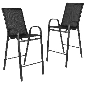 2 Pack Brazos Series Black Outdoor Barstool with Flex Comfort Material and Metal Frame, 2-JJ-092H-GG 2 Pack Brazos Series Black Outdoor Barstool with Flex Comfort Material and Metal Frame, 2-JJ-092H-GG