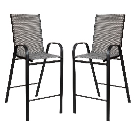 2 Pack Brazos Series Gray Stackable Outdoor Barstools with Flex Comfort Material and Metal Frame, 2-JJ-092H-GR-GG 2 Pack Brazos Series Gray Stackable Outdoor Barstools with Flex Comfort Material and Metal Frame, 2-JJ-092H-GR-GG