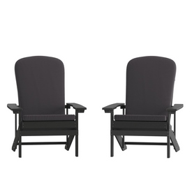 Charlestown Set of 2 All-Weather Poly Resin Wood Adirondack Chairs in Slate Gray with Gray Cushions for Deck, Porch, and Patio, 2-JJ-C14501-CSNGY-SLT-GG Charlestown Set of 2 All-Weather Poly Resin Wood Adirondack Chairs in Slate Gray with Gray Cushions for Deck, Porch, and Patio, 2-JJ-C14501-CSNGY-SLT-GG