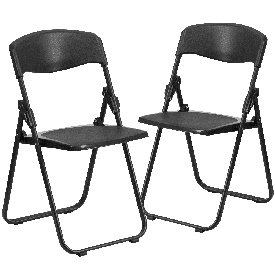 2 Pk. HERCULES Series 500 lb. Capacity Heavy Duty Black Plastic Folding Chair with Built-in Ganging Brackets, 2-RUT-I-BLACK-GG 2 Pk. HERCULES Series 500 lb. Capacity Heavy Duty Black Plastic Folding Chair with Built-in Ganging Brackets, 2-RUT-I-BLACK-GG