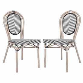 2 Pack Marseille Indoor/Outdoor Commercial Thonet French Bistro Stacking Chair, Black/White Textilene and Bamboo Print Aluminum Frame in LT Natural, 2-SDA-AD642002S-TXT-BLKWH-LTNAT-GG 2 Pack Marseille Indoor/Outdoor Commercial Thonet French Bistro Stacking Chair, Black/White Textilene and Bamboo Print Aluminum Frame in LT Natural, 2-SDA-AD642002S-TXT-BLKWH-LTNAT-GG