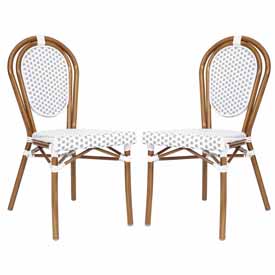 2 Pack Lourdes Indoor/Outdoor Commercial Thonet French Bistro Stacking Chair, White and Gray PE Rattan and Bamboo Print Aluminum Frame in Natural, 2-SDA-AD642002S-WHGY-NAT-GG 2 Pack Lourdes Indoor/Outdoor Commercial Thonet French Bistro Stacking Chair, White and Gray PE Rattan and Bamboo Print Aluminum Frame in Natural, 2-SDA-AD642002S-WHGY-NAT-GG