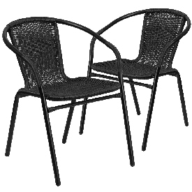 2 Pack Black Rattan Indoor-Outdoor Restaurant Stack Chair, 2-TLH-037-BK-GG 2 Pack Black Rattan Indoor-Outdoor Restaurant Stack Chair, 2-TLH-037-BK-GG