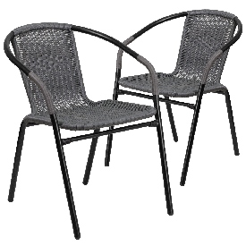 2 Pack Gray Rattan Indoor-Outdoor Restaurant Stack Chair, 2-TLH-037-GY-GG 2 Pack Gray Rattan Indoor-Outdoor Restaurant Stack Chair, 2-TLH-037-GY-GG