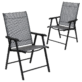 Black Outdoor Folding Patio Sling Chair (2 Pack), 2-TLH-SC-044-B-GG Black Outdoor Folding Patio Sling Chair (2 Pack), 2-TLH-SC-044-B-GG