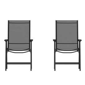 Paladin Black Outdoor Folding Patio Sling Chair, 2-TLH-SC-044-BKBK-GG Paladin Black Outdoor Folding Patio Sling Chair, 2-TLH-SC-044-BKBK-GG