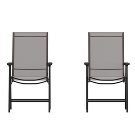Paladin Brown Outdoor Folding Patio Sling Chair, 2-TLH-SC-044-BR-GG Paladin Brown Outdoor Folding Patio Sling Chair, 2-TLH-SC-044-BR-GG