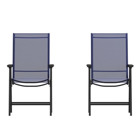 Paladin Navy Outdoor Folding Patio Sling Chair, 2-TLH-SC-044-NV-GG
