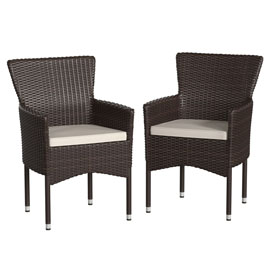 Maxim Modern Espresso Wicker Patio Armchairs for Deck or Backyard, Fade and Weather-Resistant Frames and Cream Cushions-Set of 2, 2-TW-3WBE074-BR-GG Maxim Modern Espresso Wicker Patio Armchairs for Deck or Backyard, Fade and Weather-Resistant Frames and Cream Cushions-Set of 2, 2-TW-3WBE074-BR-GG