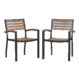 2 Pack Faux Teak Patio Chairs, 2-XU-DG-HW6006-GG 2 Pack Faux Teak Patio Chairs, 2-XU-DG-HW6006-GG