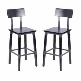 Jackson 2 Pack Commercial Grade Rustic Black Industrial Wood Dining Barstool, 2-XU-DG-W0236B-BLK-GG Jackson 2 Pack Commercial Grade Rustic Black Industrial Wood Dining Barstool, 2-XU-DG-W0236B-BLK-GG