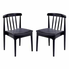 Chester Set of 2 Commercial Grade Solid Wood Black Dining Chairs with Curved Spindle Backrests and Black Vinyl Seats, 2-XU-DG-W0359-BLK-GG Chester Set of 2 Commercial Grade Solid Wood Black Dining Chairs with Curved Spindle Backrests and Black Vinyl Seats, 2-XU-DG-W0359-BLK-GG