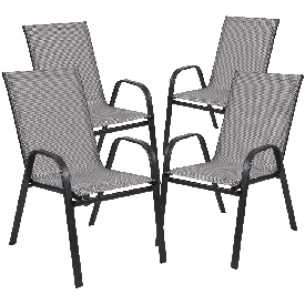 4 Pack Brazos Series Gray Outdoor Stack Chair with Flex Comfort Material and Metal Frame, 4-JJ-303C-G-GG 4 Pack Brazos Series Gray Outdoor Stack Chair with Flex Comfort Material and Metal Frame, 4-JJ-303C-G-GG
