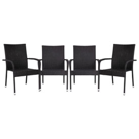 Maxim Set of 4 Stackable Indoor/Outdoor Wicker Dining Chairs with Arms - Fade & Weather-Resistant Steel Frames - Black, 4-TW-3WBE073-BK-GG Maxim Set of 4 Stackable Indoor/Outdoor Wicker Dining Chairs with Arms - Fade & Weather-Resistant Steel Frames - Black, 4-TW-3WBE073-BK-GG