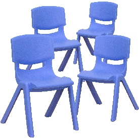 4 Pack Blue Plastic Stackable School Chair with 12'' Seat Height, 4-YU-YCX4-001-BLUE-GG 4 Pack Blue Plastic Stackable School Chair with 12'' Seat Height, 4-YU-YCX4-001-BLUE-GG