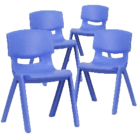 4 Pack Blue Plastic Stackable School Chair with 13.25'' Seat Height, 4-YU-YCX4-004-BLUE-GG 4 Pack Blue Plastic Stackable School Chair with 13.25'' Seat Height, 4-YU-YCX4-004-BLUE-GG