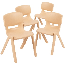 4 Pack Natural Plastic Stackable School Chair with 13.25" Seat Height, 4-YU-YCX4-004-NAT-GG