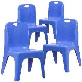 4 Pack Blue Plastic Stackable School Chair with Carrying Handle and 11'' Seat Height, 4-YU-YCX4-011-BLUE-GG 4 Pack Blue Plastic Stackable School Chair with Carrying Handle and 11'' Seat Height, 4-YU-YCX4-011-BLUE-GG