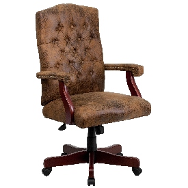 Bomber Brown Classic Executive Swivel Office Chair with Arms, 802-BRN-GG Bomber Brown Classic Executive Swivel Office Chair with Arms, 802-BRN-GG