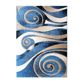 Coterie Collection 8' x 11' Modern Circular Patterned Indoor Area Rug - Blue and Beige Olefin Fibers with Jute Backing