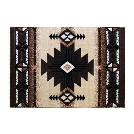 Mohave Collection 5' x 7' Brown Traditional Southwestern Style Area Rug - Olefin Fibers with Jute Backing, ACD-RGELYF-57-BN-GG