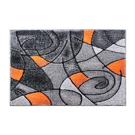 Jubilee Collection 2' x 3' Orange Abstract Pattern Area Rug - Olefin Rug with Jute Backing for Hallway, Entryway, or Bedroom