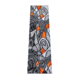 Jubilee Collection 2' x 7' Orange Abstract Area Rug - Olefin Rug with Jute Backing for Hallway, Entryway, Bedroom, Living Room
