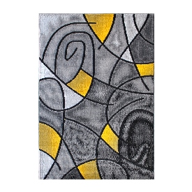 Jubilee Collection 5' x 7' Yellow Abstract Area Rug - Olefin Rug with Jute Backing - Living Room, Bedroom, & Family Room