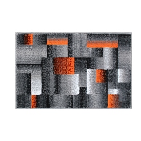 Elio Collection 2' x 3' Orange Color Blocked Area Rug - Olefin Rug with Jute Backing - Entryway, Living Room, or Bedroom