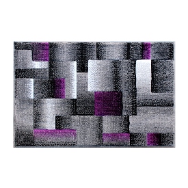 Elio Collection 2' x 3' Purple Color Blocked Area Rug - Olefin Rug with Jute Backing - Entryway, Living Room, or Bedroom