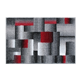Elio Collection 2' x 3' Red Color Blocked Area Rug - Olefin Rug with Jute Backing - Entryway, Living Room, or Bedroom