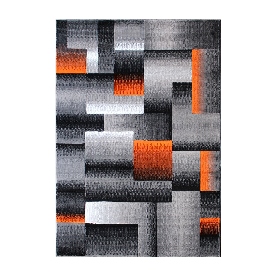 Elio Collection 8' x 10' Orange Color Blocked Area Rug - Olefin Rug with Jute Backing - Entryway, Living Room, or Bedroom