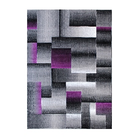 Elio Collection 8' x 10' Purple Color Blocked Area Rug - Olefin Rug with Jute Backing - Entryway, Living Room, or Bedroom