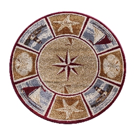 Inis Collection 4' x 4' Round Beige Nautical Area Rug with Jute Backing for Living Room, Bedroom, Entryway